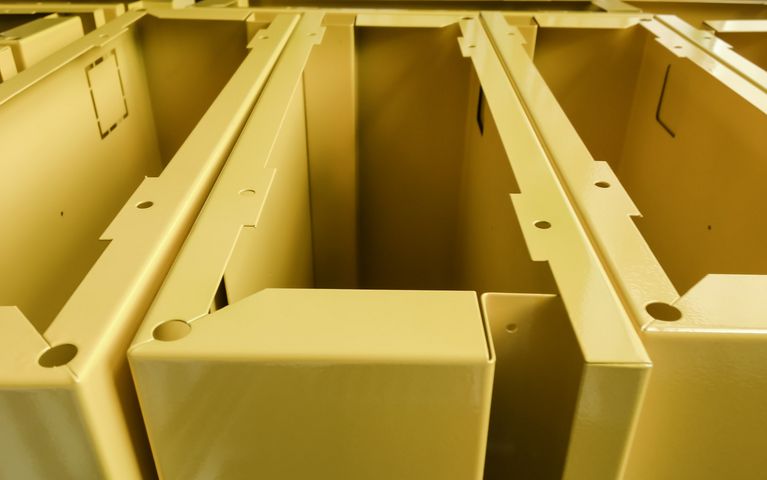 Yellow powder coated partitions