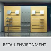 A retail setup showing powder coated elements