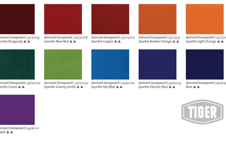 TIGER dormant powder coatings colors