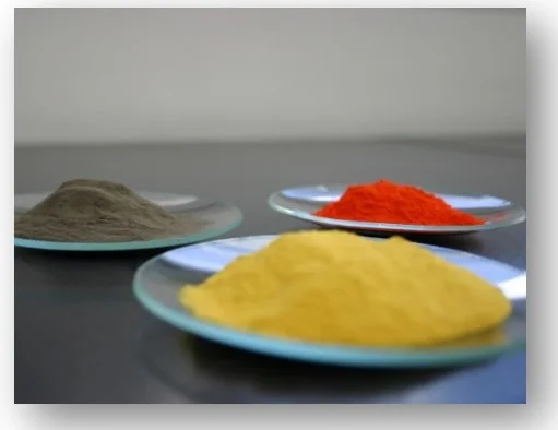 Different colors of pigments used in powder coatings